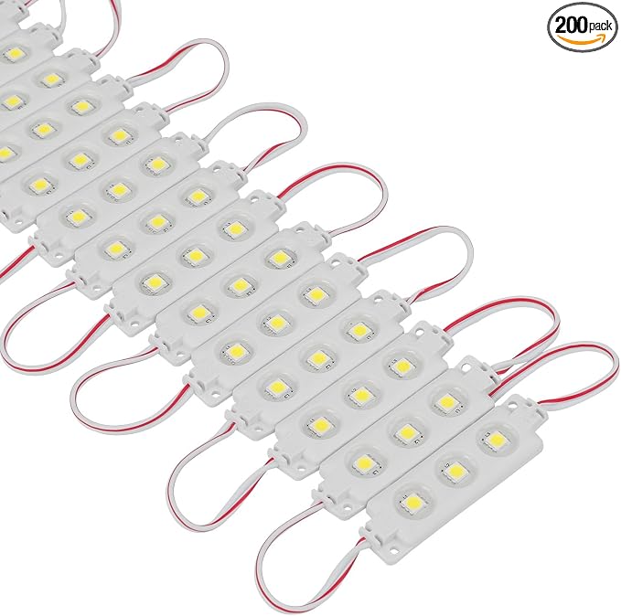 Q QINGCHEN 200 PCS 5050 SMD DC12V Injection 3 LED Module White 0.72W Waterproof by QQINGCHEN