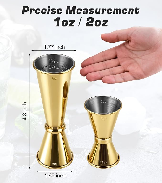 2-Pack Stainless Steel Cocktail Jiggers – Japanese Style Double Measuring Cups - Image 3