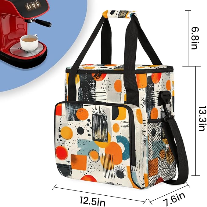 Abstract Modern Geometric Coffee Maker Carring Bag, Large Insulated Storage - Image 2