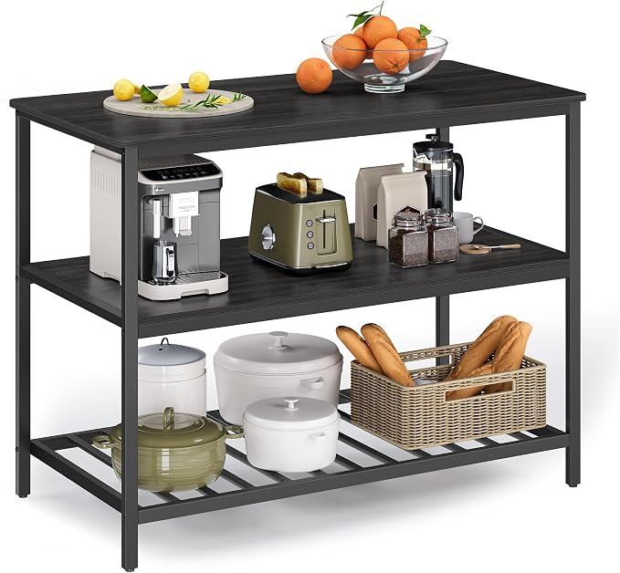 VASAGLE Kitchen Island with 3 Shelves, 47.2 Inches Width Kitchen Shelf with by Unknown