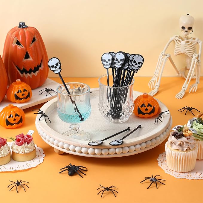 SiliFine 30 Pcs Halloween Swizzle Sticks Plastic Coffee and Cocktail Stirrers - Image 3