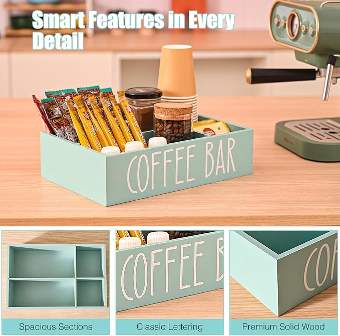 STORAGENIE Wooden Coffee Station Organizer – Removable Dividers, Storage - Image 5