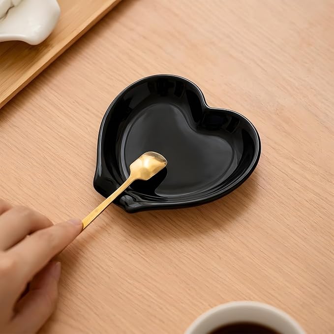 Coffee Spoon Rest, Heart Shaped Ceramic Teaspoon Holder - Image 5
