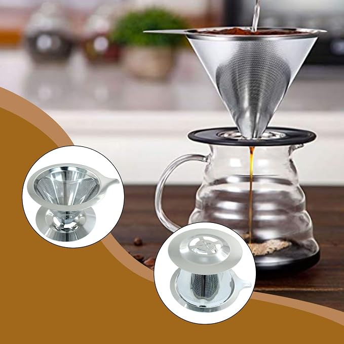 Waziaqoc Pour Over Coffee Dripper, Slow Drip Paperless Coffee Filter, Stainless - Image 5