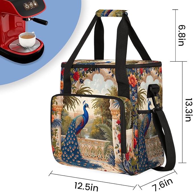 Peacock Vintage Coffee Maker Travel Bag, Portable Storage Tote Bag - Image 2
