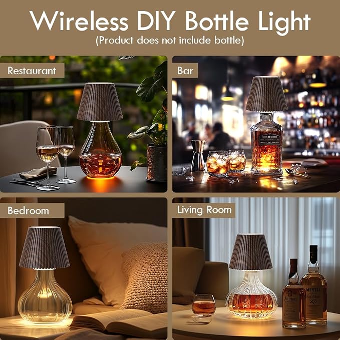 WILIT Wireless Bottle Lamp Shades, 3-Level Brightness Wine Bottle Lights - Image 4