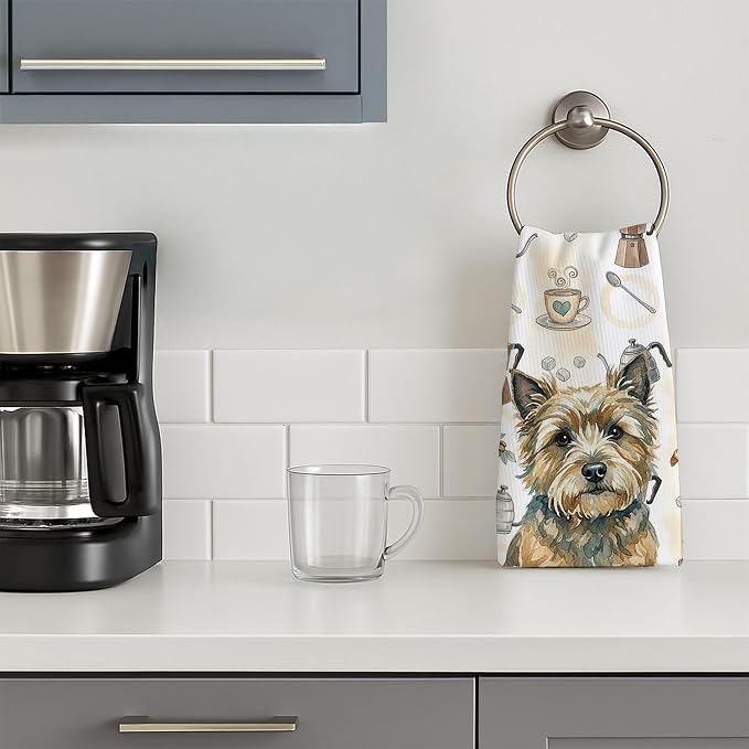 Caroline's Treasures Cairn Terrier Coffee Bar Kitchen Towel Velour Plush Front - Image 3