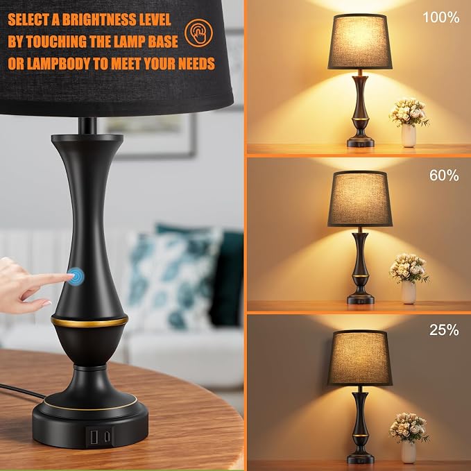 Seealle Upgraded Touch Lamps for Night Stands Set of 2 - Image 2