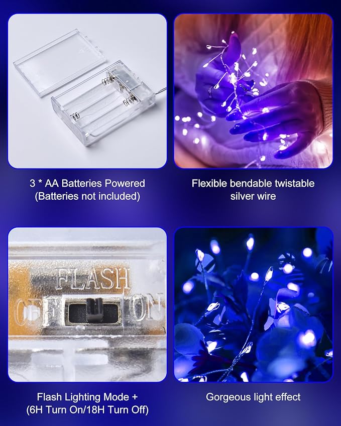 Fairy Lights Battery Operated, Twinkle String Lights Waterproof Silver Wire 5 - Image 6