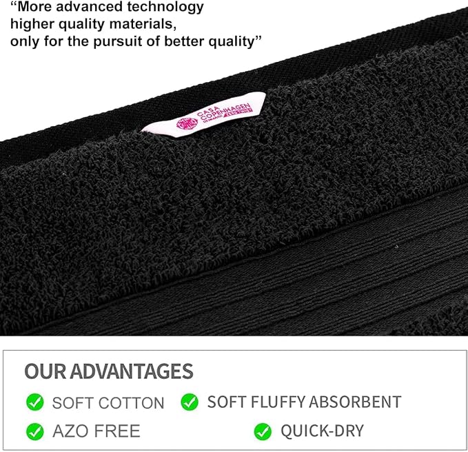 CASA COPENHAGEN Zero Twist 6Pcs 100% Egyptian Cotton Large Designer Towels Gift - Image 4