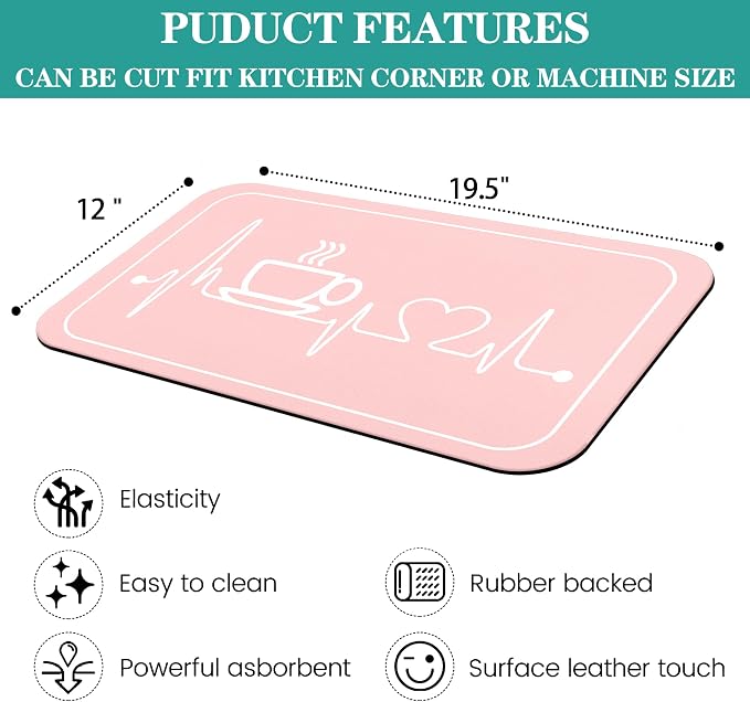 Pinks Absorbent Coffee Bar Mat - Image 3