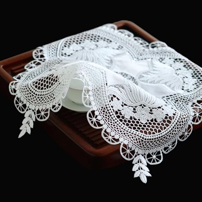 Small Square Lace Cover Cloth Macrame Lace Table Doilies Cutwork Embroidery - Image 4