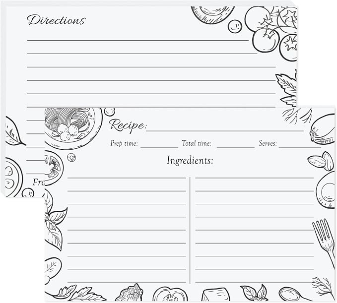 50 Pack Recipe Cards 4x6, Double Sided Recipe Cards by Unknown
