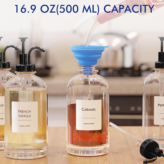 16.9 oz/500 ml Coffee Syrup Dispenser Set - Image 2