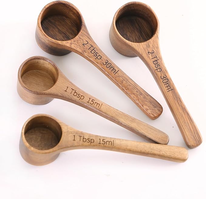 4PCS Wooden Measuring Scoops Acacia Wooden Scoops by MornHalo