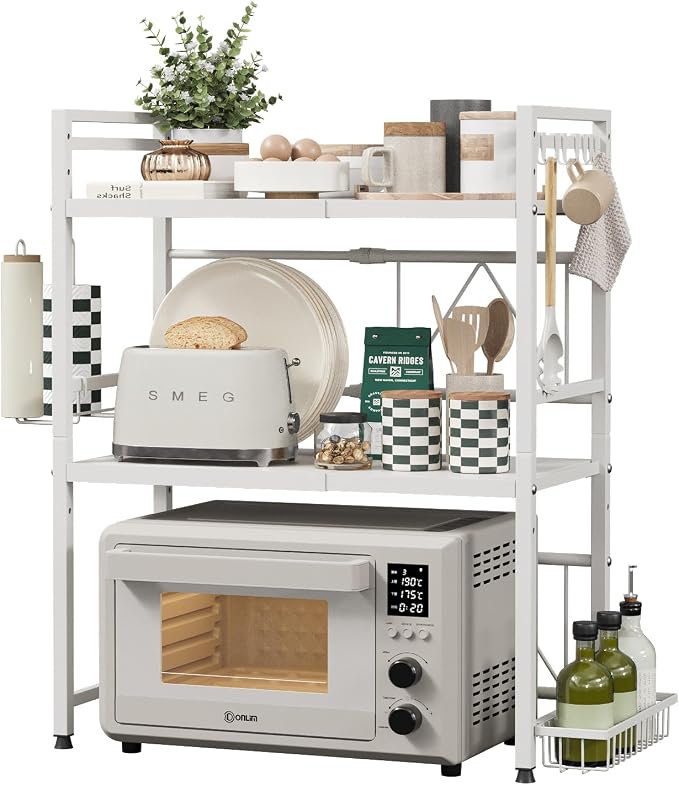 NETEL Expandable Microwave Stand, 3 Tier Metal Kitchen Countertop Organizer by NETELOfficial