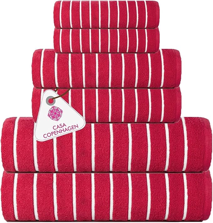 CASA COPENHAGEN Ecstatic 6Pcs 100% Egyptian Cotton Large Designer Towels Gift by CASACOPENHAGEN
