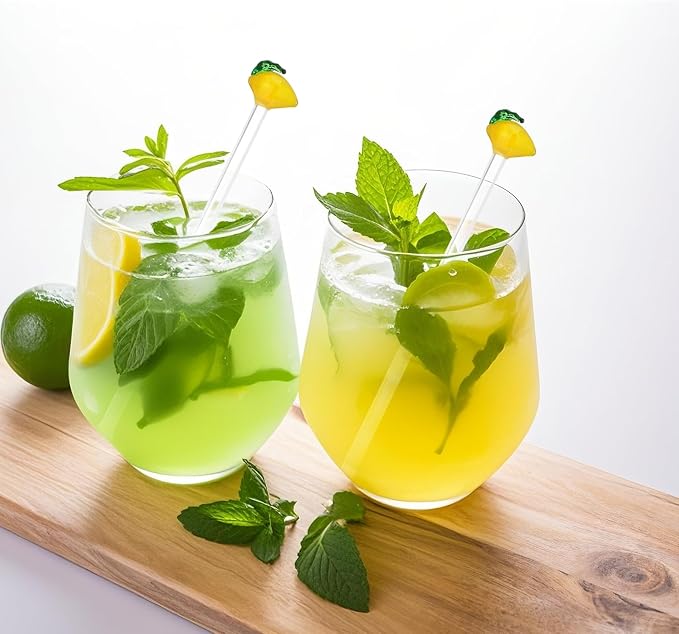 SiliFine 6 Pcs Lemon Glass Swizzle Sticks - Image 4