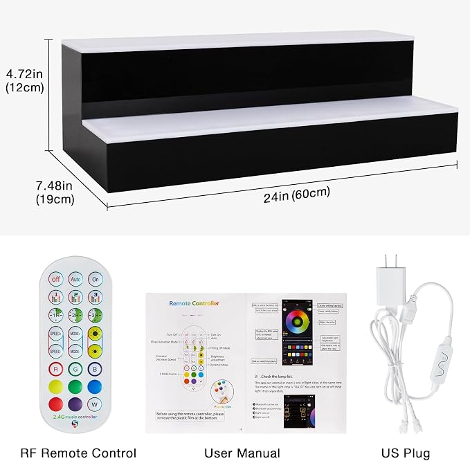 LED Lighted Liquor Bottle Display Shelf, 2 Tiers 24 Inch Bar Bottle Display - Image 2