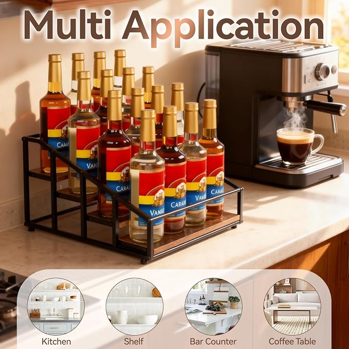 kimilus Coffee Syrup Organizer Rack, Liquor Bottle Display Shelf, 4 Tier 16 - Image 6