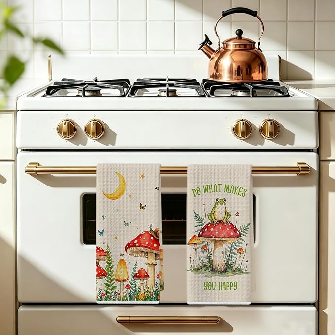 2 Pcs Mushroom Kitchen Towels, Butterfly Soft Absorbent Tea Hand Towel - Image 5