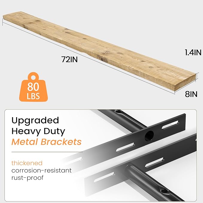 Fun Memories 72 Inch Reclaimed Wood Floating Shelves - Image 3