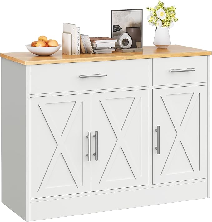 Vongrasig 43” Coffee Bar Cabinet, Farmhouse Buffet Cabinet - Image 7