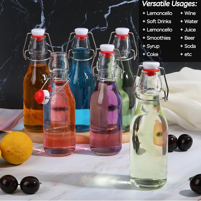 ZEBEIYU 10 Pack Swing Top Glass Bottles 8.5 oz, Flip Top Beer Brewing Bottles - Image 2