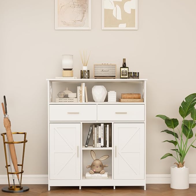 Coffee Bar Cabinet with Storage, 2 Doors and Adjustable Shelves, Freestanding - Image 2