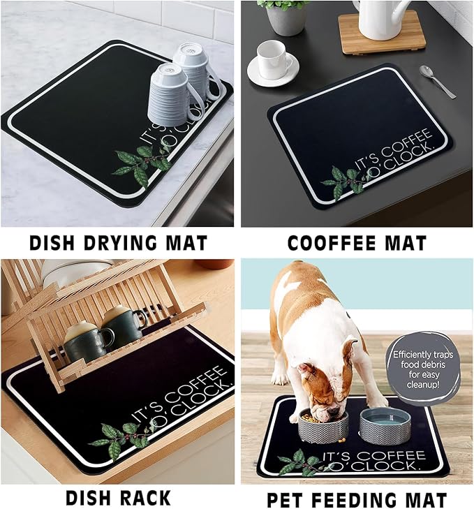 Coffee Bar Mat Rubber Dish Drying Mat - Image 4