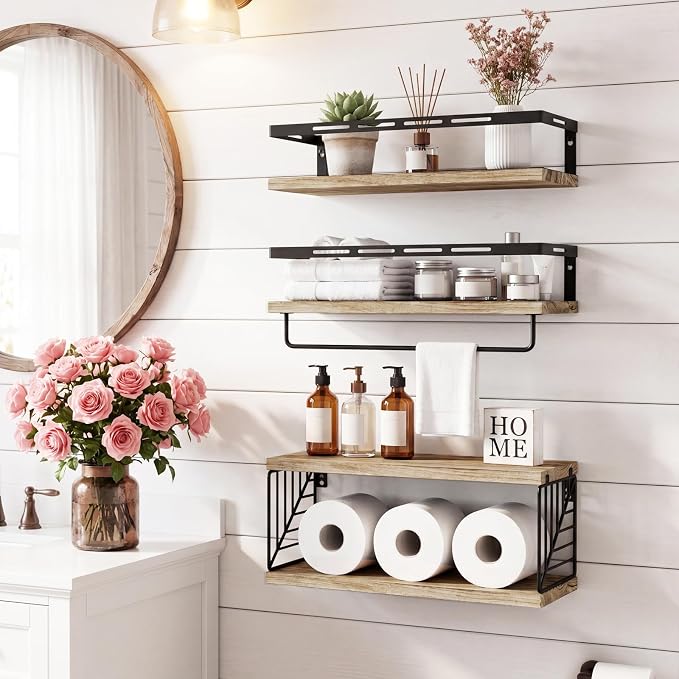 Fixwal Bathroom Shelves Over Toilet, Floating Shelves Wall Mounted - Image 2