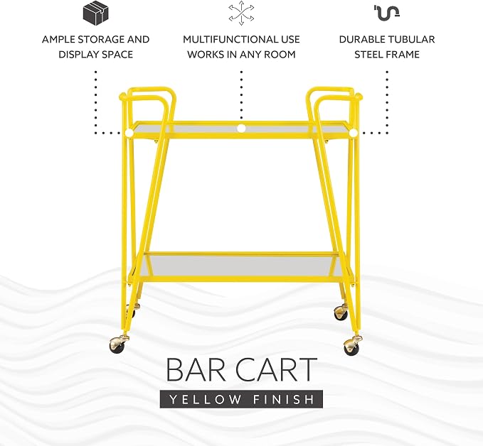 Linon Gina Yellow Mid Century Bar Cart - Image 13