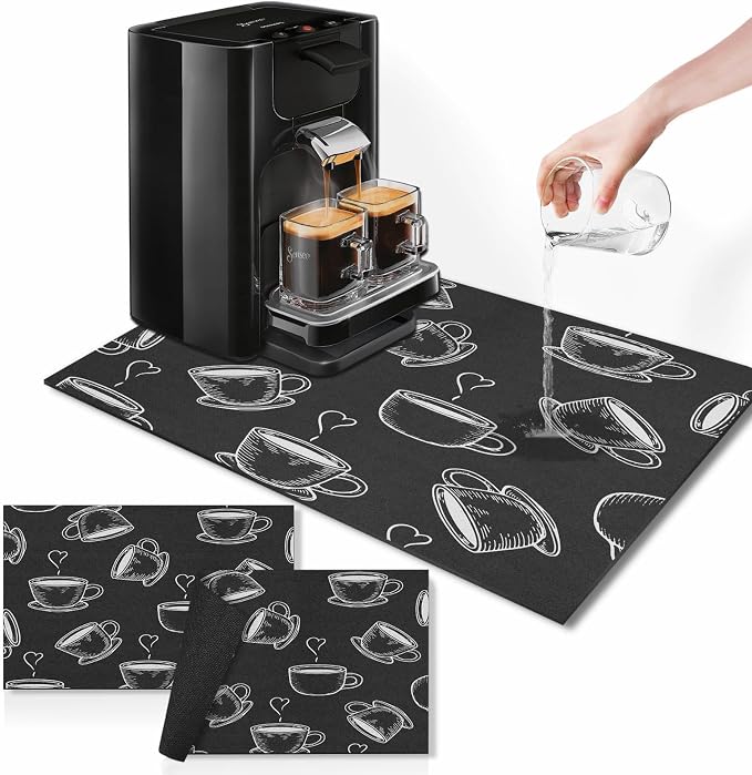Arttown Coffee Mat for Countertops, Coffee or Tea Cups Black Dish Drying Mat 2 by Arttown
