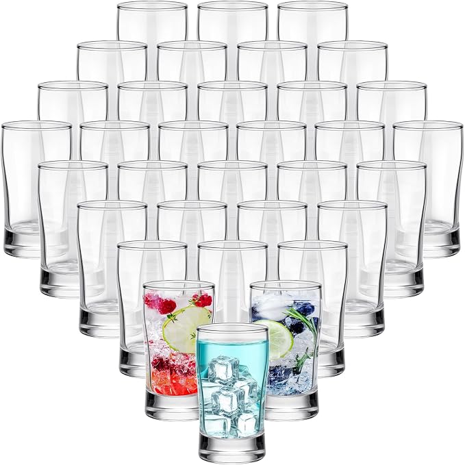 Bokon 36 Pcs Beer Glasses, Small Juice Cups Iced Tea Glasses Heavy Base by Bokon