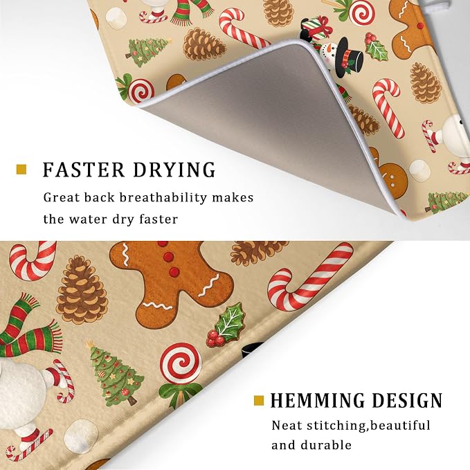 Xmas Gingerbread Man Candy Cane Dish Drying Mat - Image 3