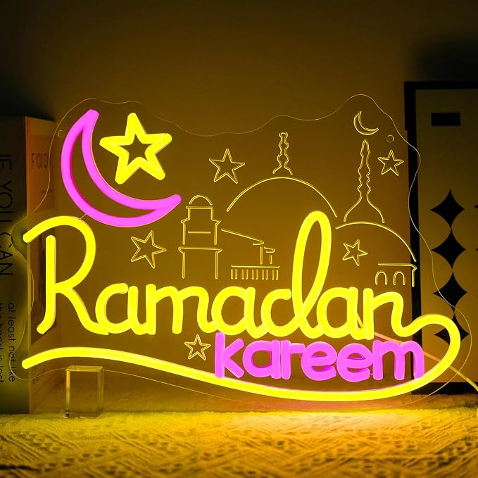 Ramadan Kareem Neon Sign for Wall Decor Dimmable Islamic Mubarak Led Neon by Unknown
