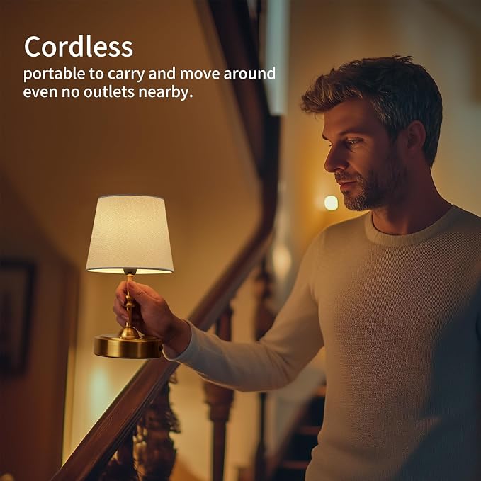 ONEWISH 2 Pack Small Cordless Lamps, Battery Operated Table lamp Dimmable - Image 2