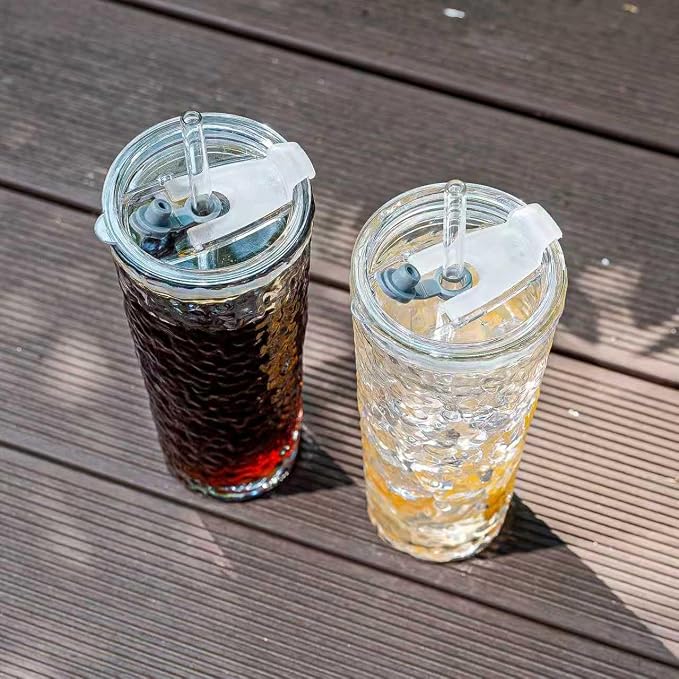 20oz Glass Tumblers with Lids and Straws - Image 5