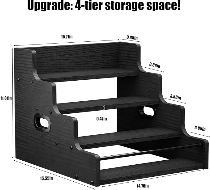 KLM Liquor Bottle Display Shelf, Coffee Syrup Rack Organizer, 4 Step Countertop - Image 4