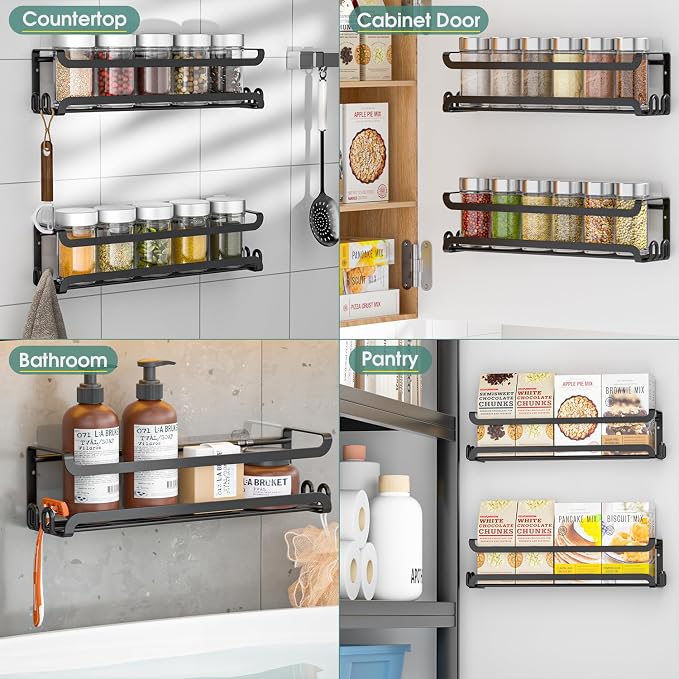 LUCYCAZ 4 Pack Wall Mounted Spice Rack - Image 9