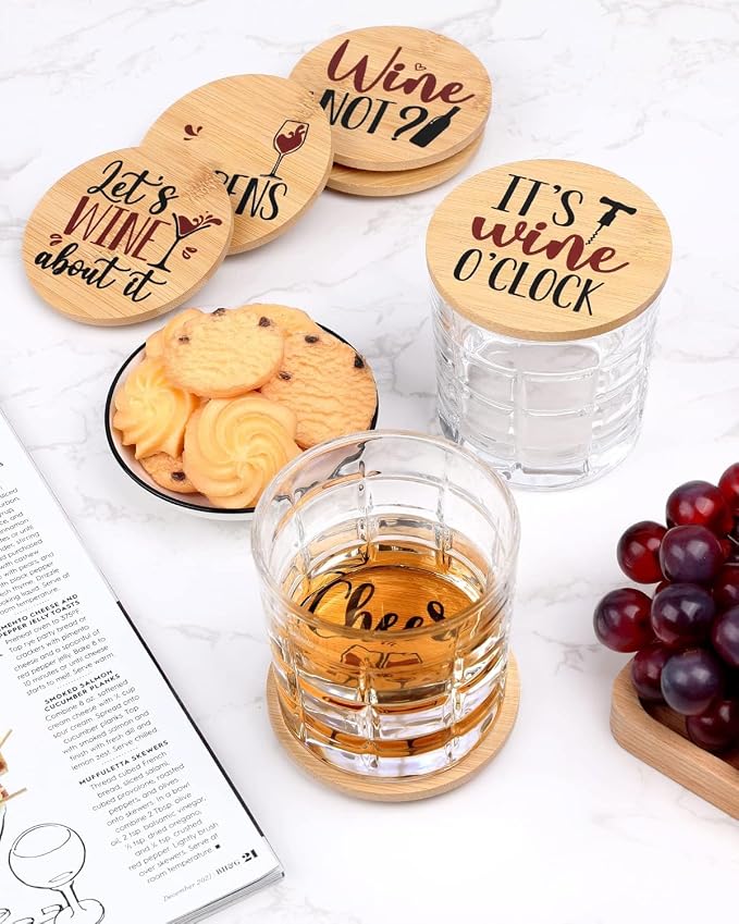 Xylolfsty Funny Wine Glass Covers to Keep Bugs Out Wood Drinking Glass Lids - Image 5