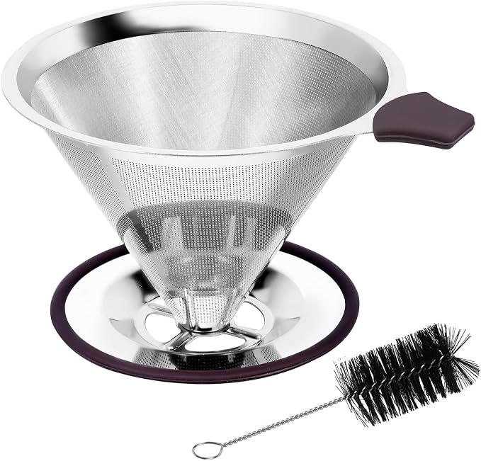 Pour Over Coffee Dripper Pour Over Coffee Filter, Cone Stainless Steel Reusable by Herolland