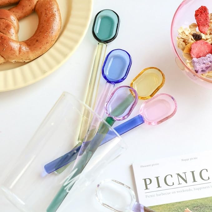 4pcs Colorful Glass Spoons Set, 6.1Inch Straight Handle - Image 9