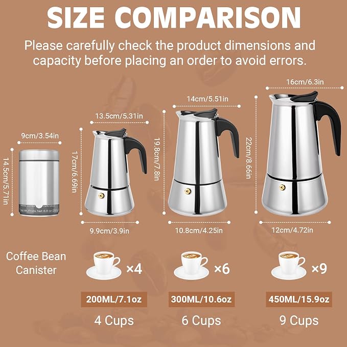 Moka Pot, 4 Cups Stovetop Espresso Maker, 304 Stainless Steel Moka Pot - Image 3