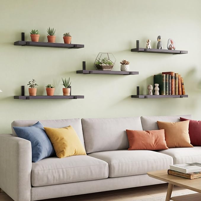 Fixwal Floating Shelves for Wall, Rustic Wood Wall Storage Shelves for Bedroom - Image 6