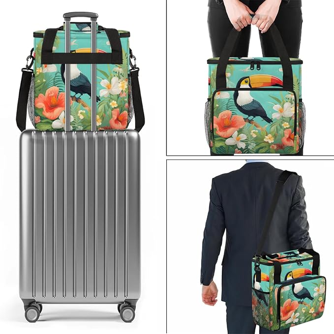 Tropical Toucan Bird Coffee Maker Carring Bag, Large Insulated Storage - Image 7