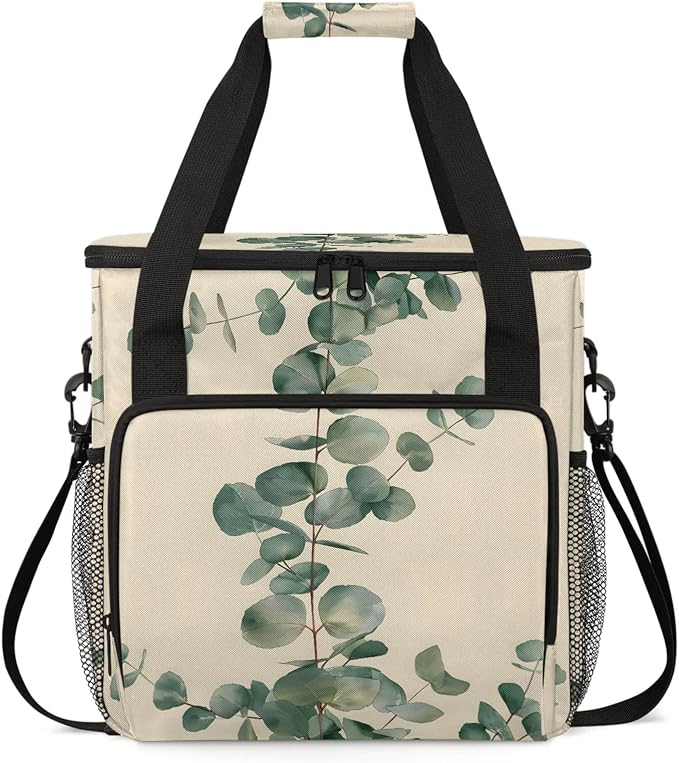 Eucalyptus Leaves Coffee Maker Carring Bag, Large Insulated Storage Organizer by Home