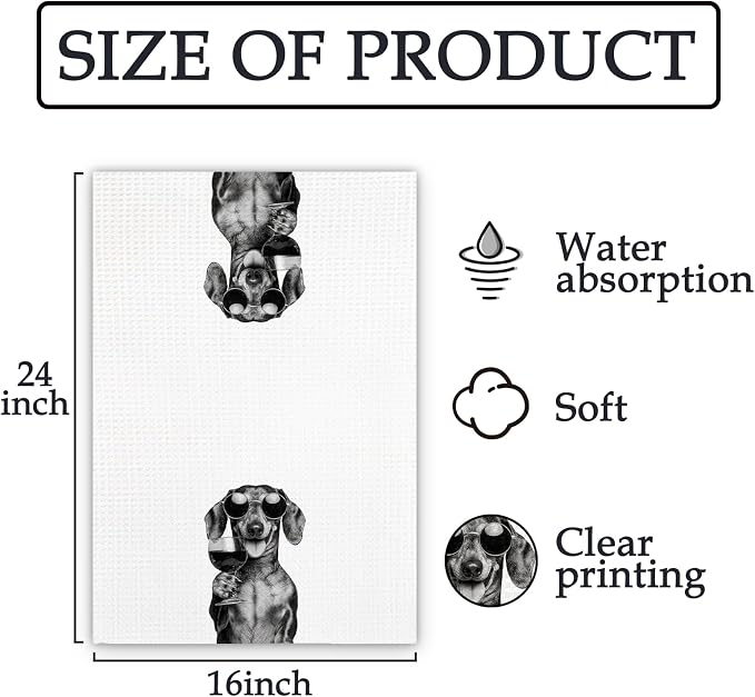 Dachshund Gifts Wine Dog Kitchen Towels, Gifts - Image 7