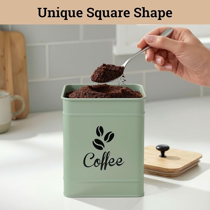 Airtight Coffee Canister - 40 oz Large Iron Sage Green Container Airtight - 6 x - Image 7
