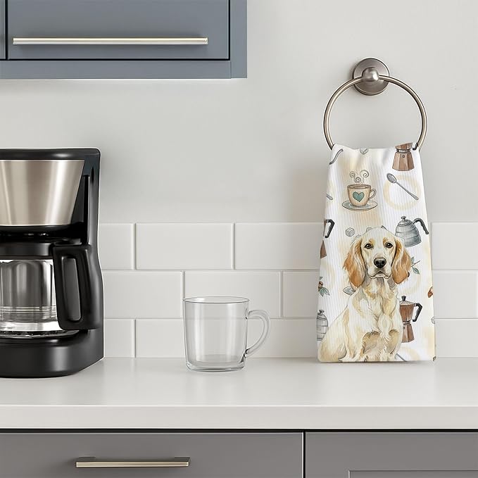 Caroline's Treasures Lemon Belton English Setter Coffee Bar Kitchen Towel - Image 3